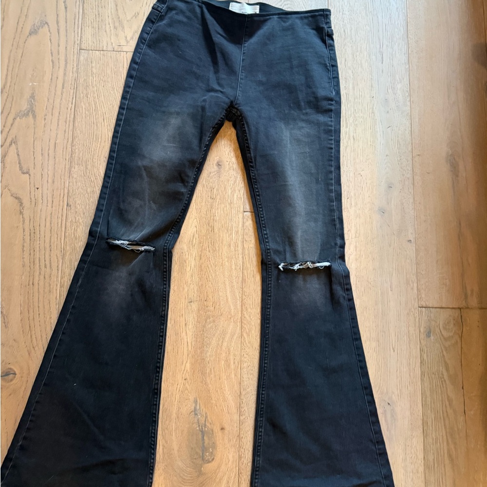 Newbury Kustom Black Flare Jeans